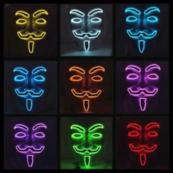 EL Wire V For Vendetta LED Maske