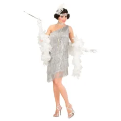 20'er Flapper Kjole Sølv Kostume