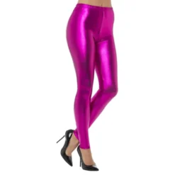 80'er Metallic Disco Leggings Lyserøde