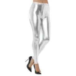 80'er Metallic Disco Leggings Sølv