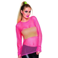 80erne Nettrøje Neonpink