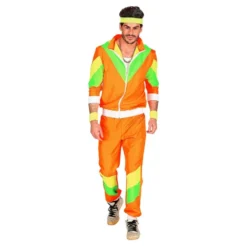 80'er Træningsdragt Orange/Grøn/Gul Kostume