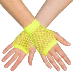 80’er UV Fingerløse Korte Neongule Net-handsker