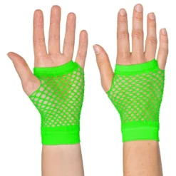 80’er UV Fingerløse Nethandsker Korte Neongrønne