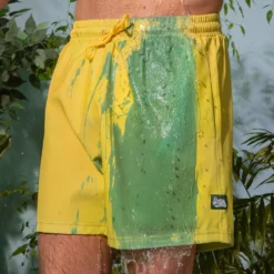 Farveskiftende Badeshorts Grøn/Gul