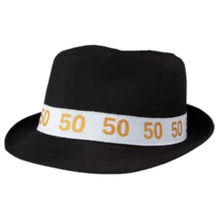 Fedorahat Sort med Tal 50