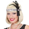 Flapper pandebånd med fjer sølv