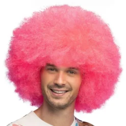 Fluffy Neonlyserød Paryk