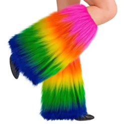 Fluffy Regnbuefarvede Benvarmere Deluxe