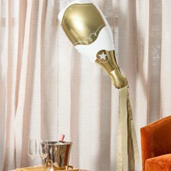 Folieballon Champagneflaske Guld med Streamers