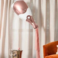 Folieballon Champagneflaske Rosaguld med Streamers