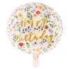 Folieballon "Happy Birthday" Blomster