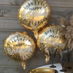 Folieballon Happy Birthday Guld