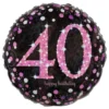Folieballon 40 Happy Birthday Lyserød Sparkling
