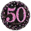 Folieballon 50 Happy Birthday Lyserød Sparkling