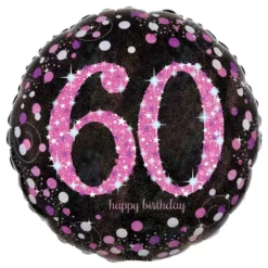 Folieballon 60 Happy Birthday Lyserød Sparkling