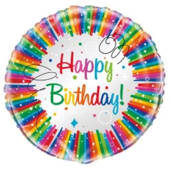 Folieballon Happy Birthday Regnbue