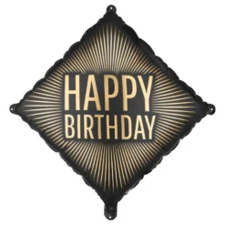 Folieballon Happy Birthday Sort/Guld
