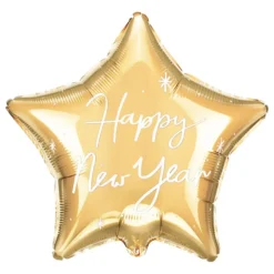 Folieballon Happy New Year Guld Stjerne