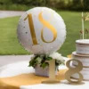 Folieballon 18 Hvid/Guld