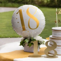 Folieballon 18 Hvid/Guld