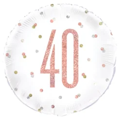 Folieballon 40 Hvid/Rosaguld Prikket