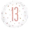 Folieballon 13 Hvid/Rosaguld Prikket