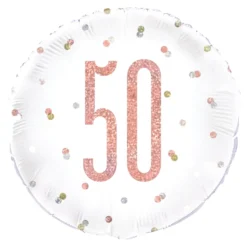 Folieballon 50 Hvid/Rosaguld Prikket