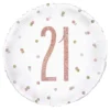 Folieballon 21 Hvid/Rosaguld Prikket