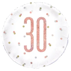 Folieballon 30 Hvid/Rosaguld Prikket