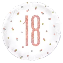 Folieballon 18 Hvid/Rosaguld Prikket