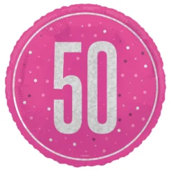 Folieballon 50 Lyserød/Sølv