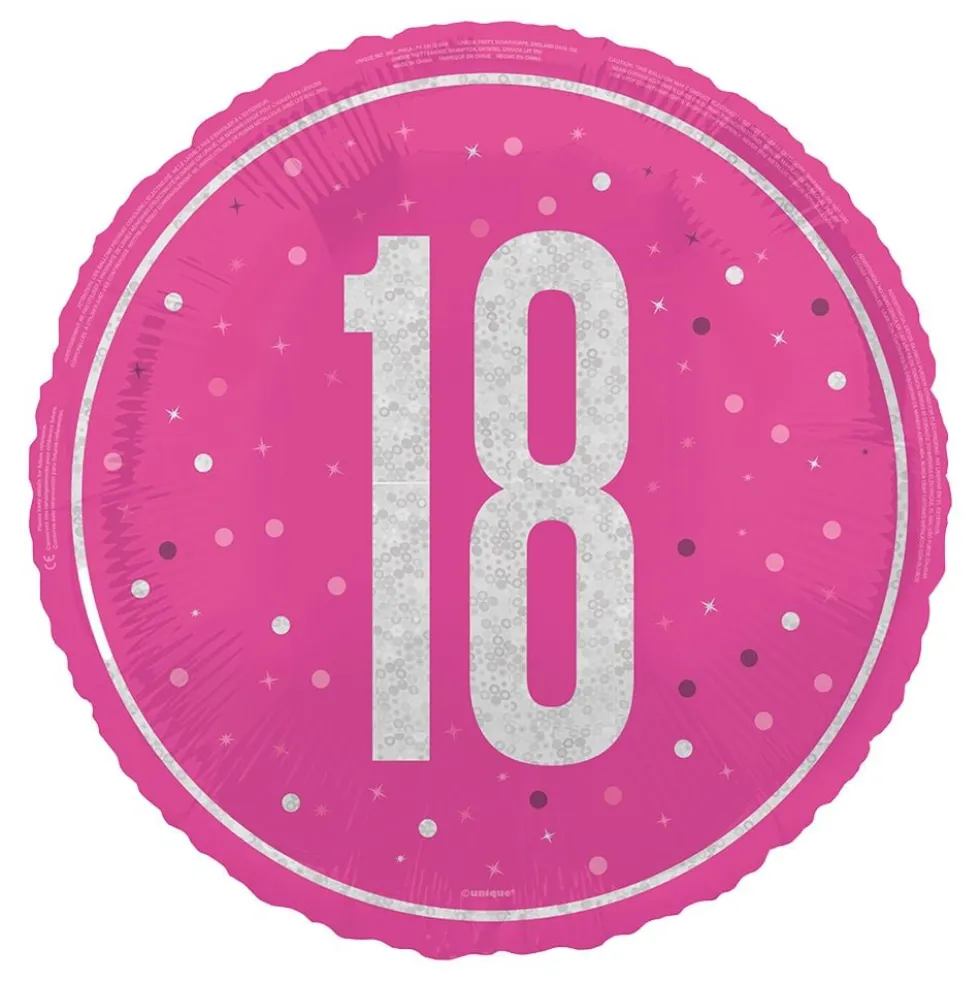 Folieballon 18 Lyserød/Sølv