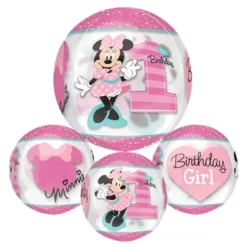 Folieballon Orbz 1st Birthday Minnie Mouse