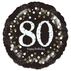 Folieballon Rund Sparkling Birthday 80