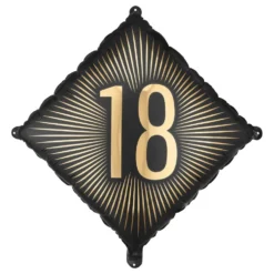 Folieballon 18 Sort/Guld