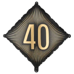 Folieballon 40 Sort/Guld