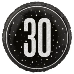 Folieballon 30 Sort/Sølv
