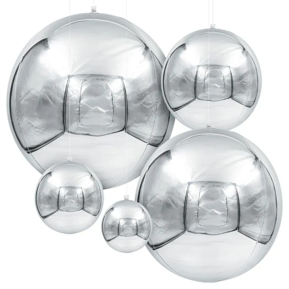 Folieballon Spejlkugle Sølv 3-pak