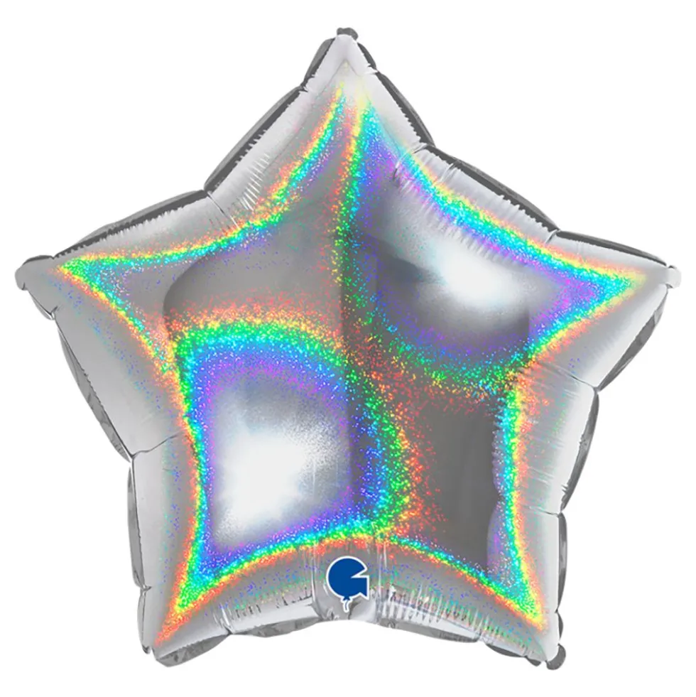 Folieballon Stjerne Glitter Sølv