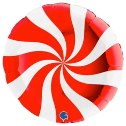 Folieballon Swirly Hvid/Rød