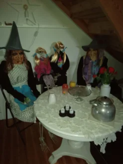 Gammel Heks med Tørklæde Maske