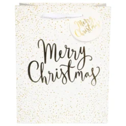 Gavepose Merry Christmas Hvid