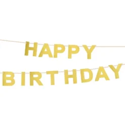 Glitterbanner Happy Birthday Guld