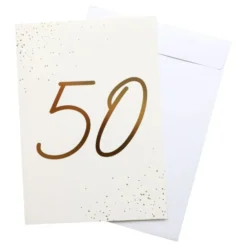 Gratulationskort Guld 50 med Kuvert