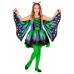 Grøn/Blå Sommerfugl Børnekostume