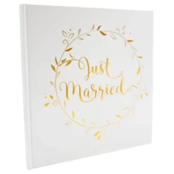 Gæstebog Just Married Hvid/Guld