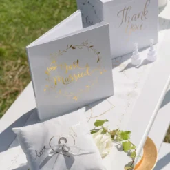 Gæstebog Just Married Hvid/Guld