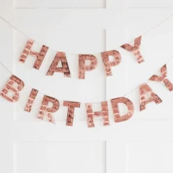 Guirlande Happy Birthday Fringe Roséguld