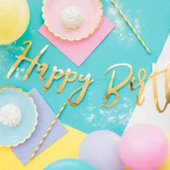 Guirlande Happy Birthday Guld Metallic